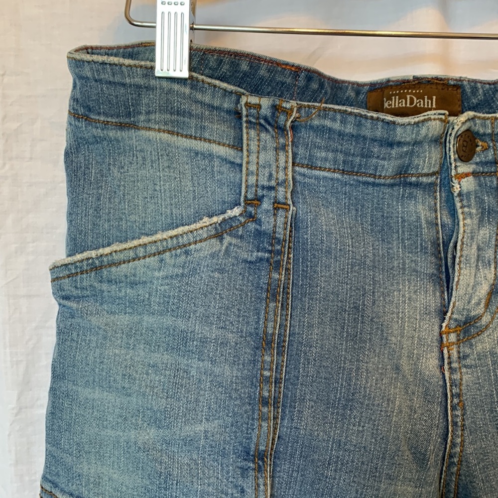 Bella Dahl cropped flare distressed cargo jeans